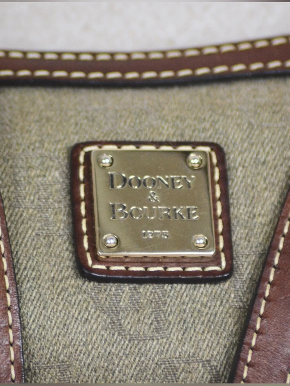 Dooney & Bourke Olive Shoulder Purse Italian Leather Trim